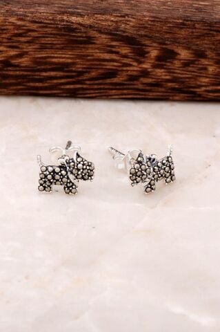 Köpek Tasarım Gümüş Küpe 4535