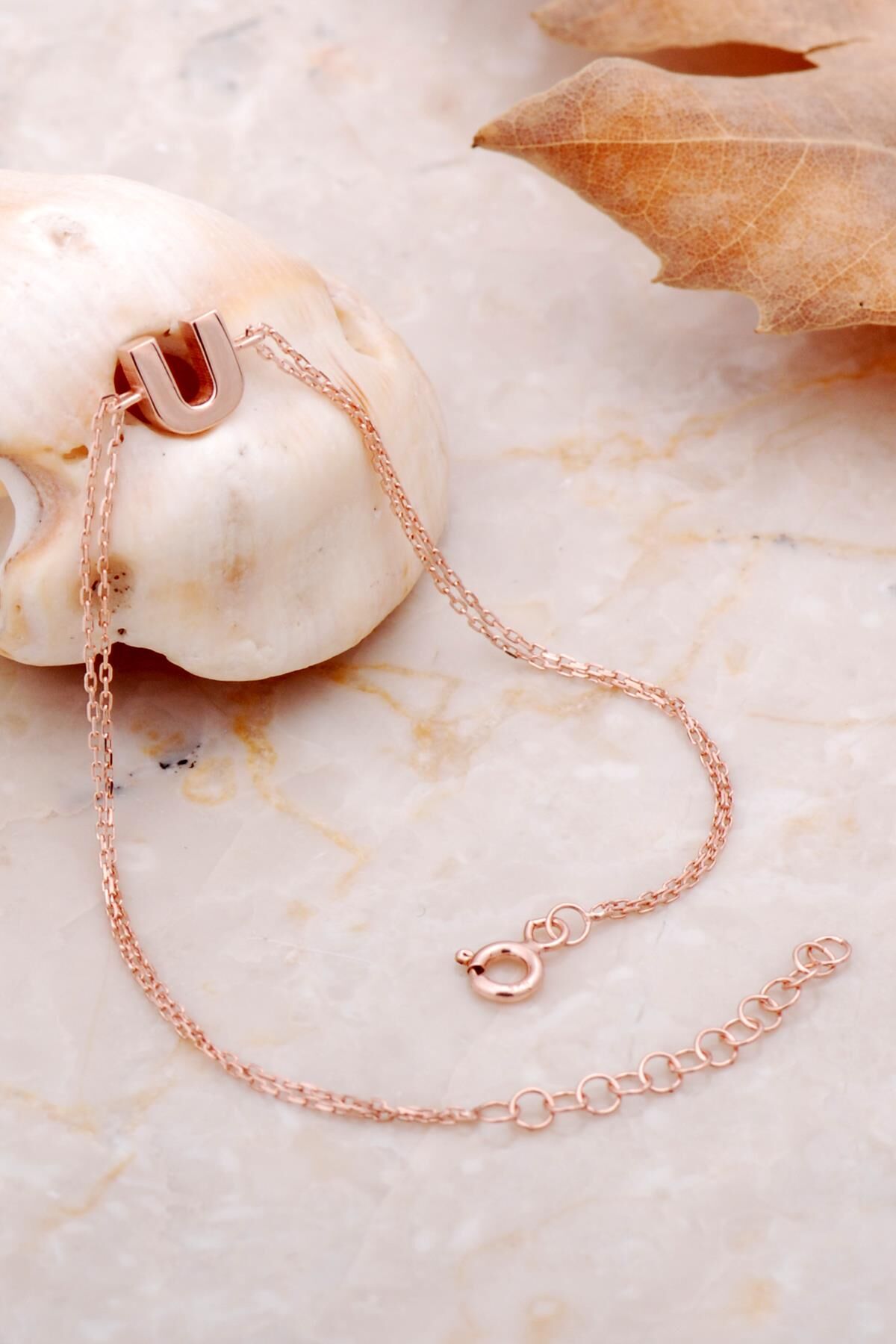 U Harfi Rose Gümüş Bileklik 4249