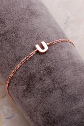 U Harfi Rose Gümüş Bileklik 4249