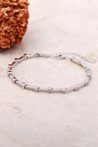 Su Yolu Rodyumlu Gümüş Bileklik 3714