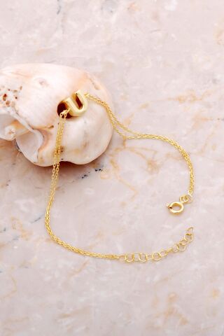 U Harfi Altın Kaplama Gümüş Bileklik 4250