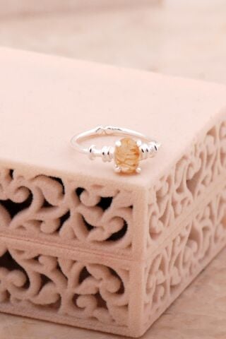 Sitrin Taşlı Gümüş Yüzük 5804