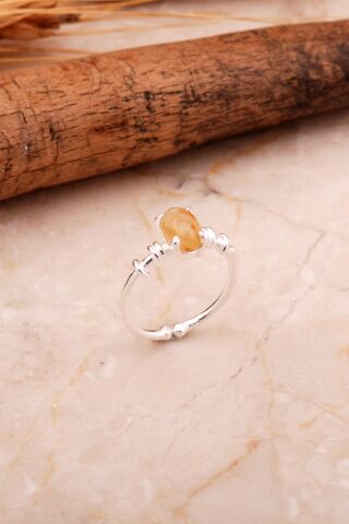 Sitrin Taşlı Gümüş Yüzük 5804