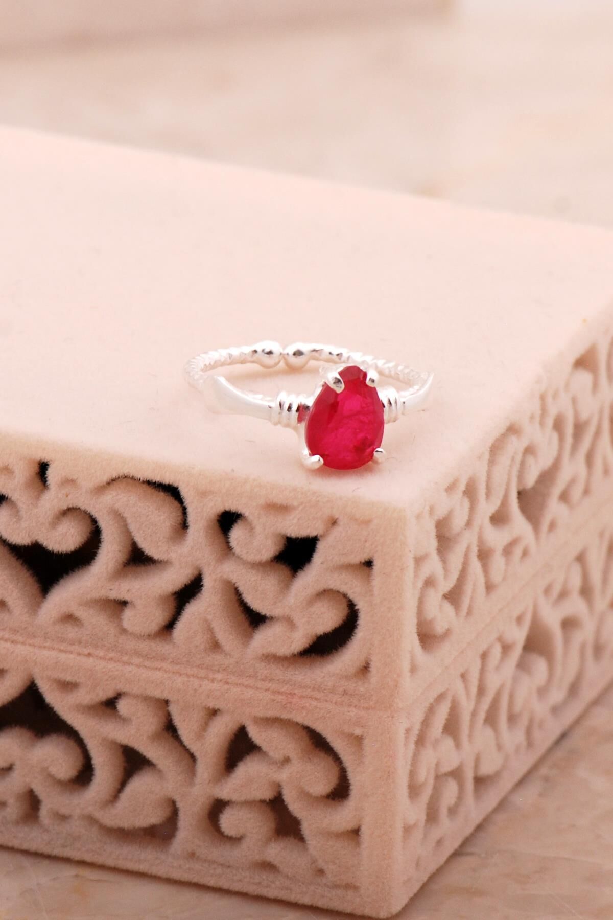 Paraiba Taşlı Gümüş Damla Yüzük 5805