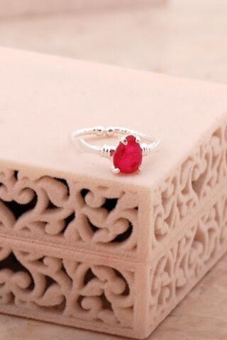 Paraiba Taşlı Gümüş Damla Yüzük 5805