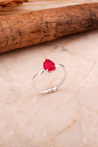 Paraiba Taşlı Gümüş Damla Yüzük 5805