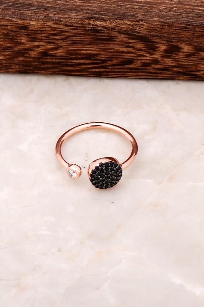 Safir Taşlı Tasarım Rose Gümüş Yüzük 2848