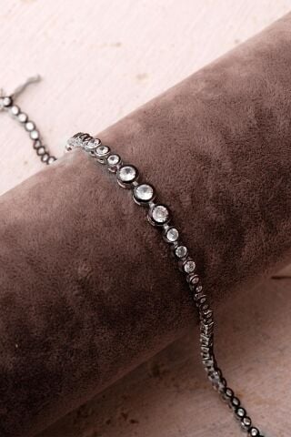 Su Yolu Elmas Montürlü Rodyumlu 925 Ayar Gümüş Bileklik 4900