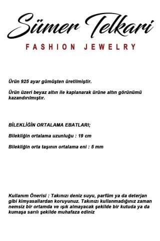 Su Yolu Elmas Montürlü Rodyumlu 925 Ayar Gümüş Bileklik 4900