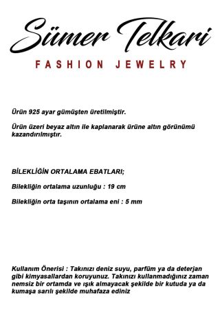 Su Yolu Elmas Montürlü Rodyumlu 925 Ayar Gümüş Bileklik 4900