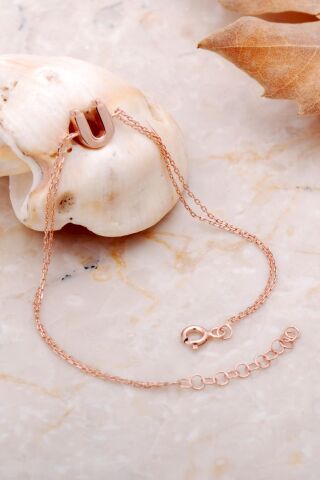 Ü Harfi Rose Gümüş Bileklik 4252