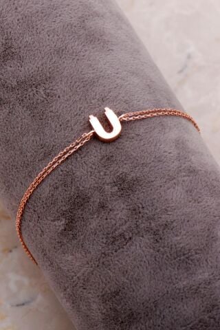 Ü Harfi Rose Gümüş Bileklik 4252