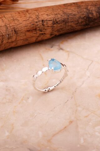 Paraiba Taşlı Gümüş Damla Yüzük 5806