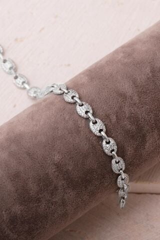 Gemici Model Taşlı Rodyumlu 925 Ayar Gümüş Bileklik 4902