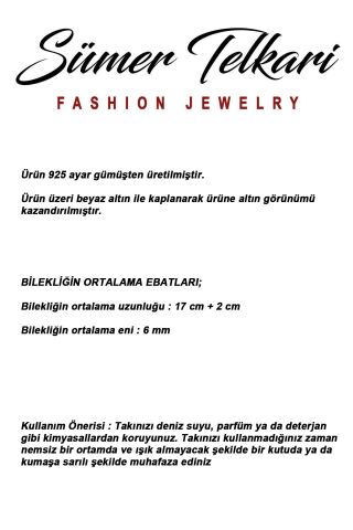 Gemici Model Taşlı Rodyumlu 925 Ayar Gümüş Bileklik 4902