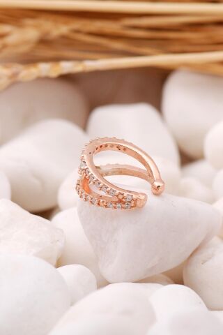 Tasarım Rose Gümüş Kıkırdak Küpe 5554