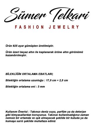 Baget Taşlı Su Yolu Rodyumlu 925 Ayar Gümüş Bileklik 4903