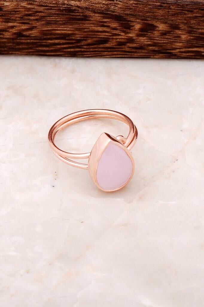 Pembe Quartz Taşlı Rose Gümüş Yüzük 2851