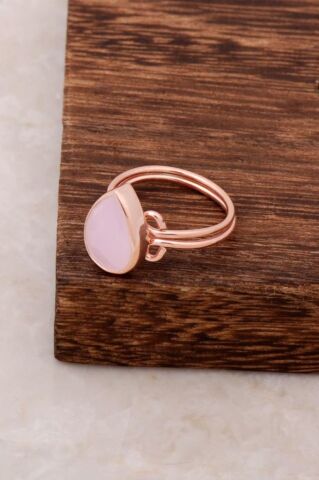 Pembe Quartz Taşlı Rose Gümüş Yüzük 2851