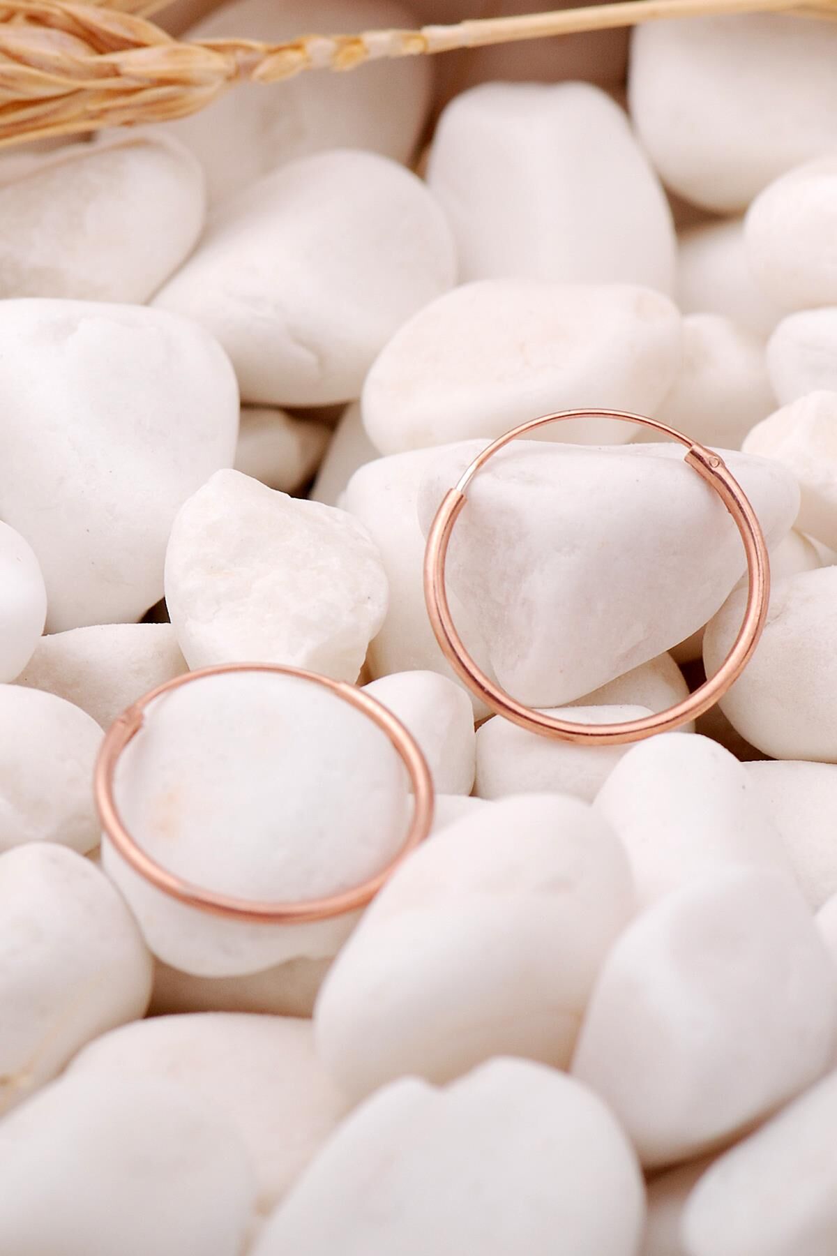 Rose Gümüş 18 mm Halka Küpe 5556