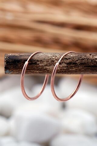 Rose Gümüş 18 mm Halka Küpe 5556