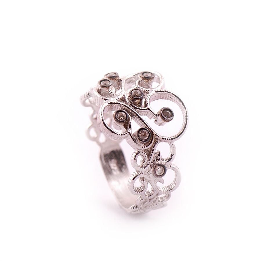 Zirkon Taşlı Babil Motifli Gümüş Yüzük 1145