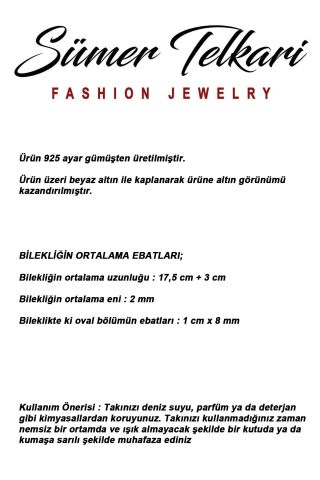 Oval Taşlı Su Yolu Rodyumlu 925 Ayar Gümüş Bileklik 4907