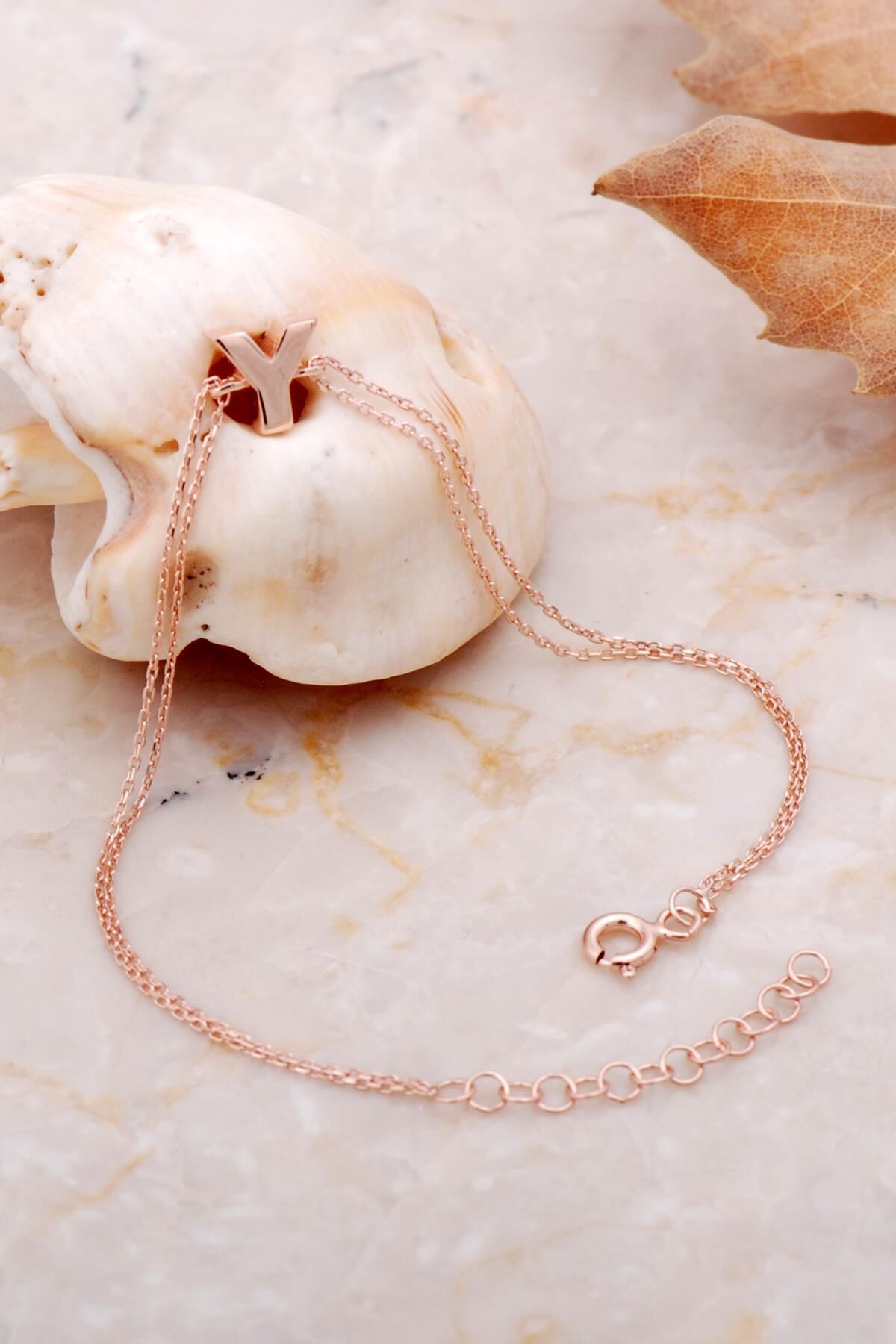 Y Harfi Rose Gümüş Bileklik 4258