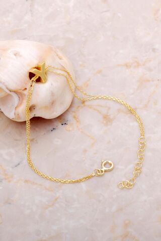 Y Harfi Altın Kaplama Gümüş Bileklik 4259