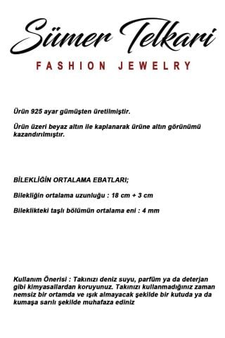 Taşlı Rodyumlu 925 Ayar Gümüş Bileklik 4909