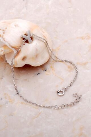 Y Harfi Rodyumlu Gümüş Bileklik 4260