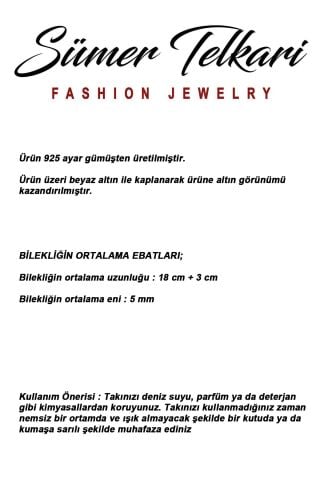 Baget Taşlı Zikzak Su Yolu Rodyumlu 925 Ayar Gümüş Bileklik 4910