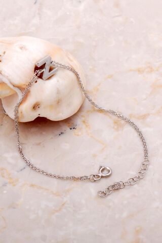 Z Harfi Rodyumlu Gümüş Bileklik 4263