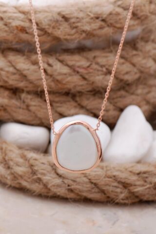 İnci Taşlı Rose Gümüş Kolye 6477