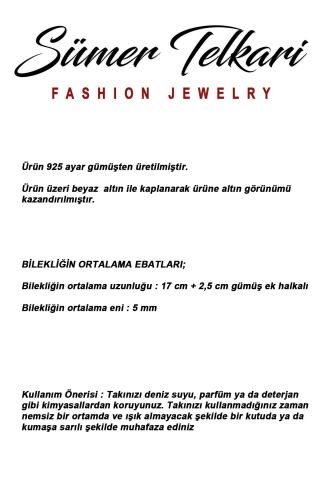 2 Farklı Renk Seçenekli Taşlı Su Yolu Rodyumlu 925 Ayar Gümüş Bileklik 4913