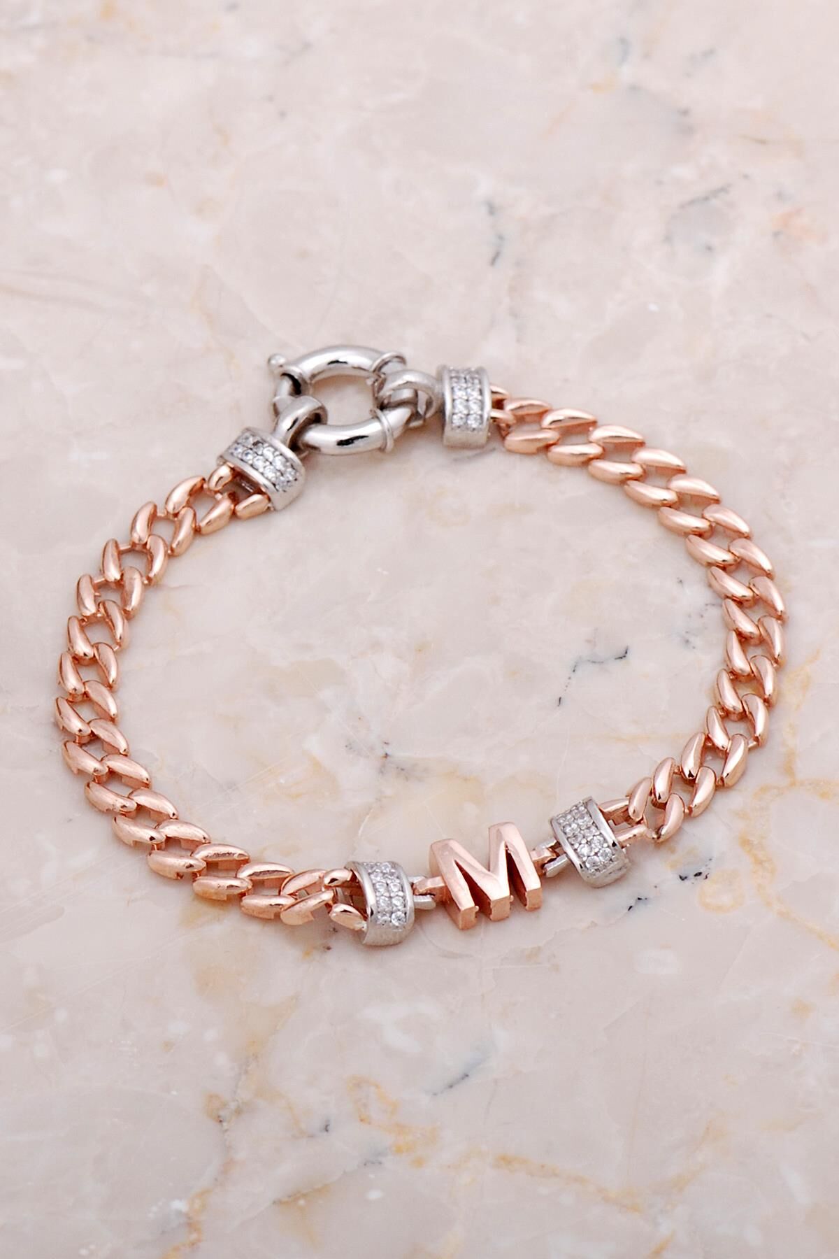 M Harfi Gurmet Rose Gümüş Bileklik 4267