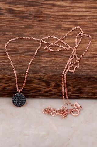 Safir Taşlı Mini Rose Gümüş Kolye 6480