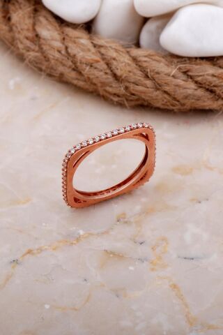 Tamtur Kare Rose Gümüş Yüzük 3642
