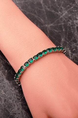 3 Farklı Renk Seçenekli 5 Mm Su Yolu Rodyumlu 925 Ayar Gümüş Bileklik 4914