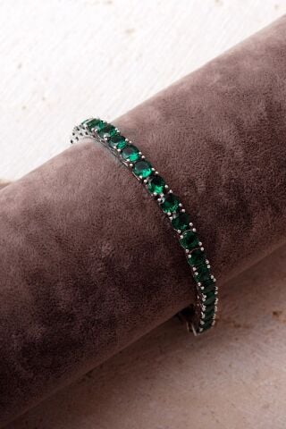 3 Farklı Renk Seçenekli 5 Mm Su Yolu Rodyumlu 925 Ayar Gümüş Bileklik 4914