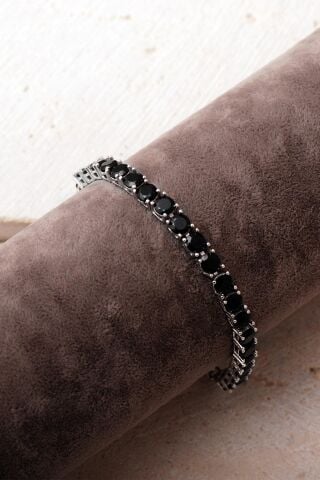 3 Farklı Renk Seçenekli 5 Mm Su Yolu Rodyumlu 925 Ayar Gümüş Bileklik 4914