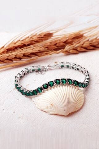 3 Farklı Renk Seçenekli 5 Mm Su Yolu Rodyumlu 925 Ayar Gümüş Bileklik 4914