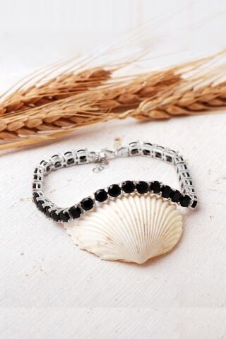 3 Farklı Renk Seçenekli 5 Mm Su Yolu Rodyumlu 925 Ayar Gümüş Bileklik 4914