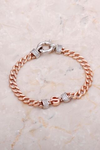 S Harfi Gurmet Rose Gümüş Bileklik 4269