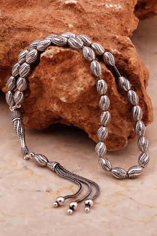 Usta İşi Özel Üretim Elişi Telkari Eskitme Gümüş Tesbih 347