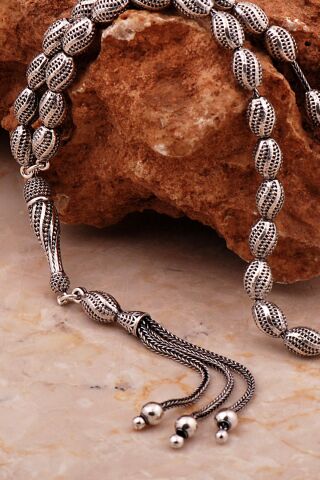 Usta İşi Özel Üretim Elişi Telkari Eskitme Gümüş Tesbih 347