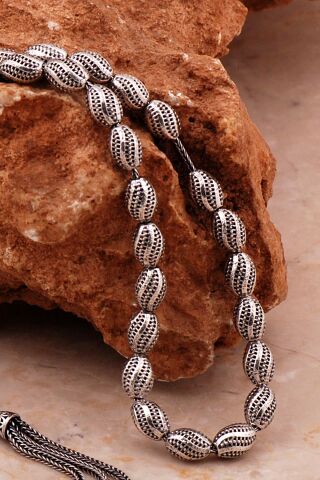 Usta İşi Özel Üretim Elişi Telkari Eskitme Gümüş Tesbih 347