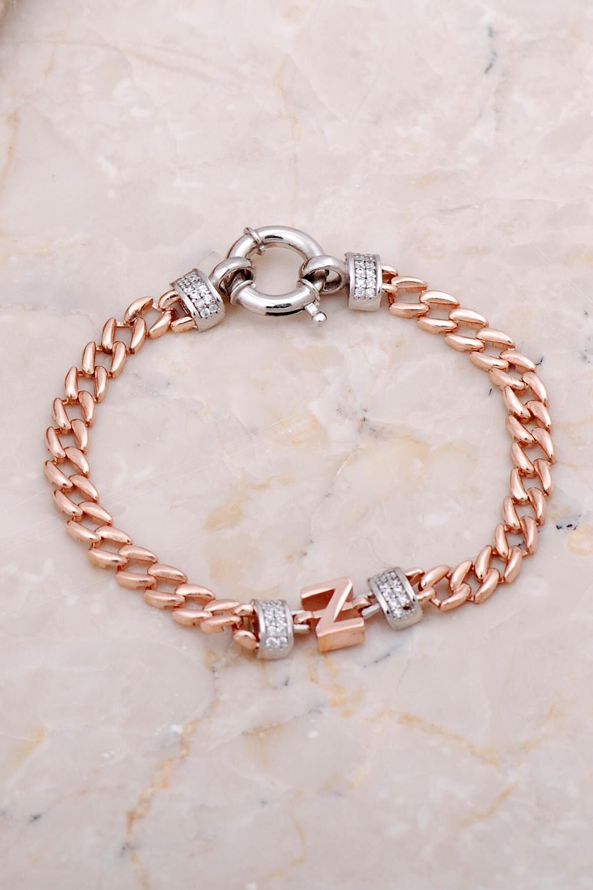 Z Harfi Gurmet Rose Gümüş Bileklik 4270