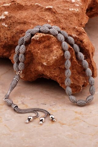 Usta İşi Özel Üretim Elişi Telkari Eskitme Gümüş Tesbih 348