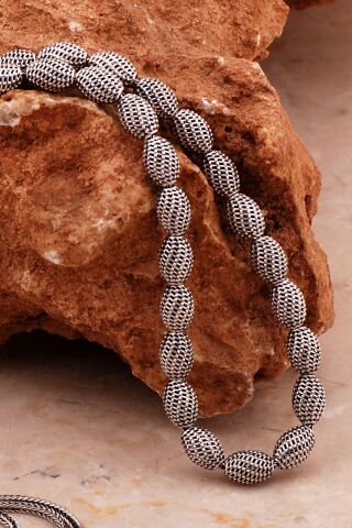 Usta İşi Özel Üretim Elişi Telkari Eskitme Gümüş Tesbih 348